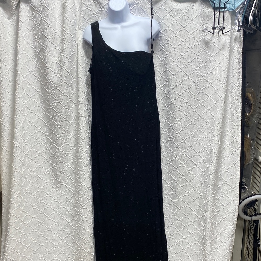 Ronni Nicole size 14 Black One-Shoulder Dress shimmer formal cruise‎ wedding